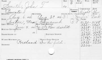 Service Record Card for John T. Smith