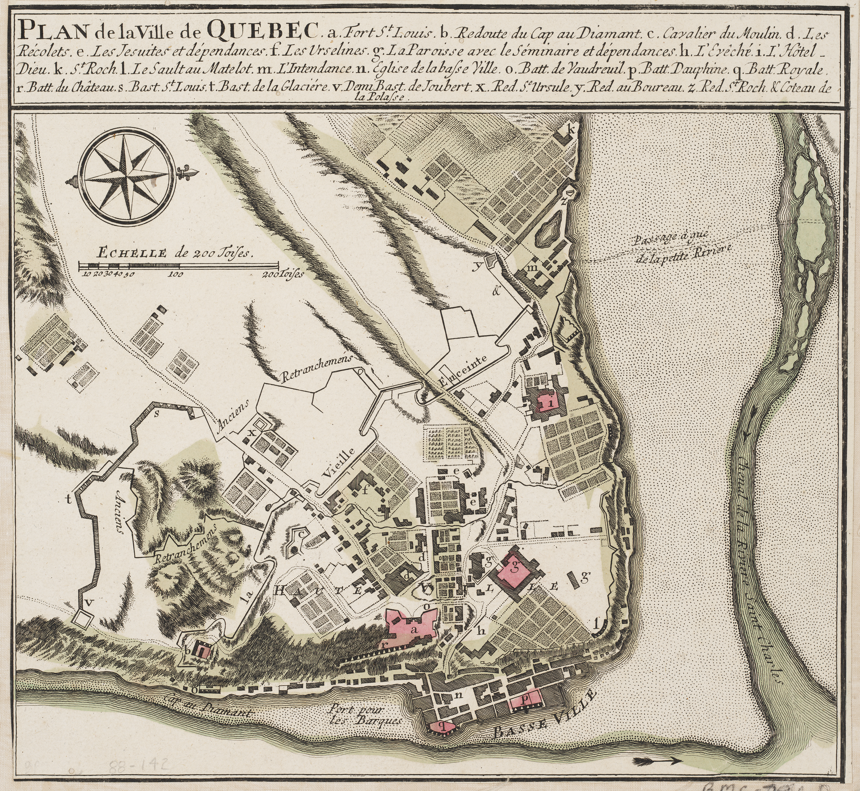 Map of Quebec and river drawn on old parchment