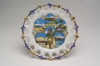 souvenir plate featuring different maine icons