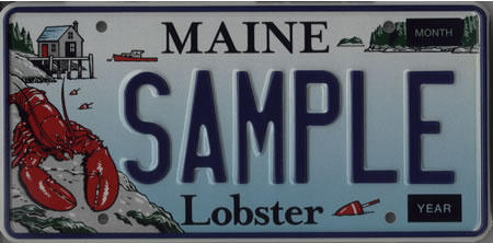 A Maine lobster specialty license plate